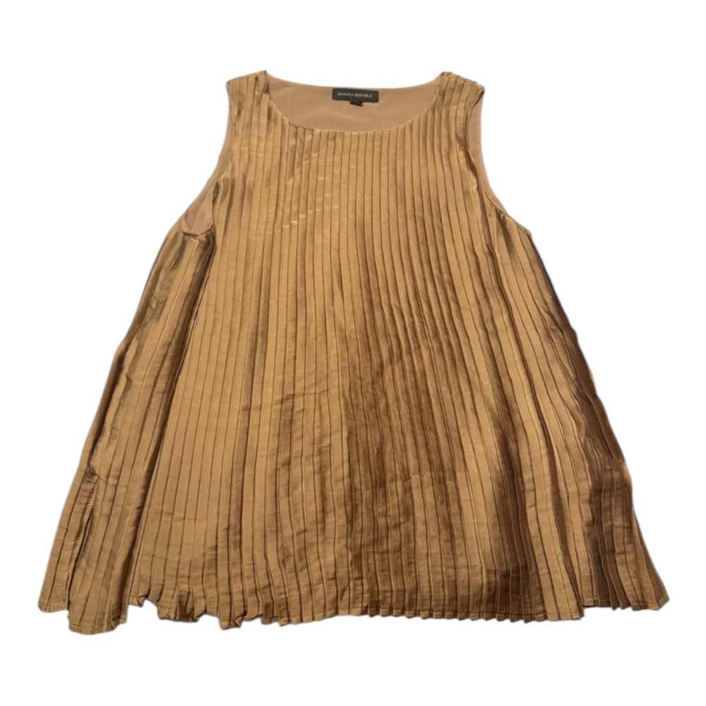 Banana Republic Tan Pleated Sleeveless Blouse - Picture 1 of 10